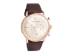 Emporio Armani Aviator Grey Dial Brown Leather Strap Watch For Men - AR11106 Watches Emporio Armani   