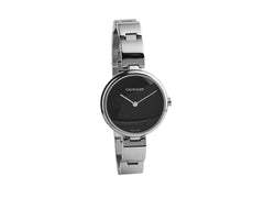 Calvin Klein Wavy Black Dial Silver Steel Strap Watch for Women - K9U23141 Watches Calvin Klein   