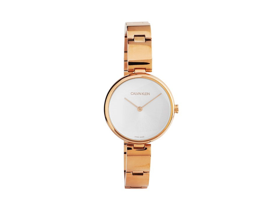 Calvin Klein Wavy White Dial Rose Gold Steel Strap Watch for Women - K9U23646 Watches Calvin Klein   