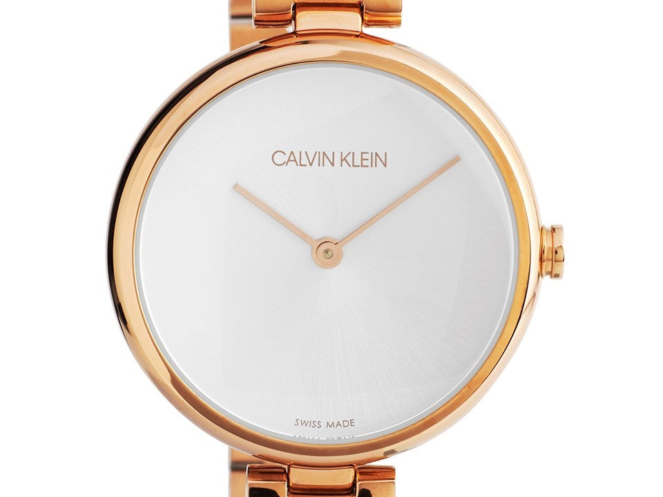 Calvin Klein Wavy White Dial Rose Gold Steel Strap Watch for Women - K9U23646 Watches Calvin Klein   