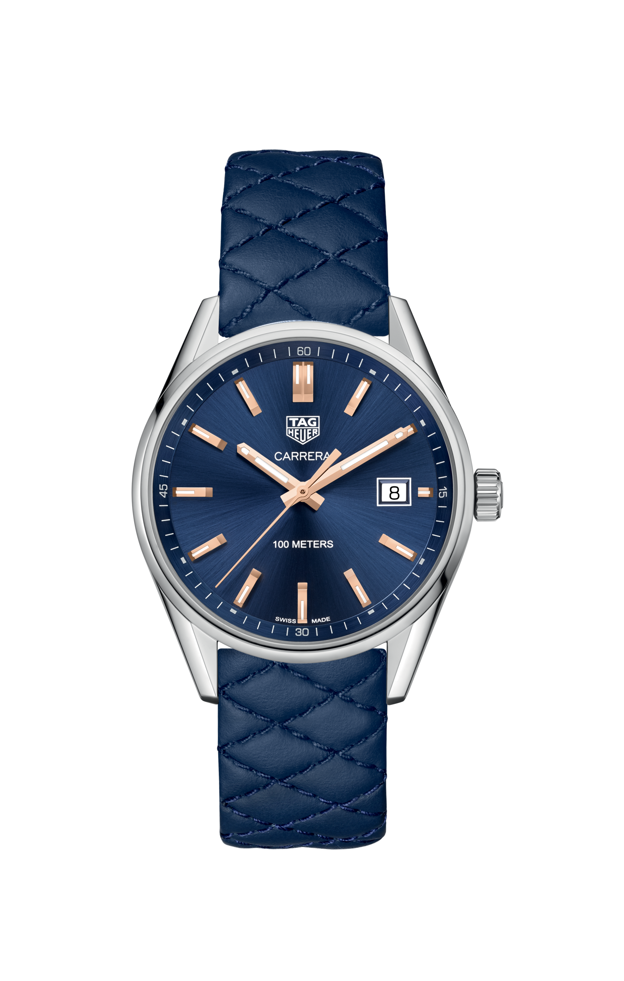 Tag Heuer Carrera Quartz 39mm Blue Dial Blue Calfskin Strap Watch for Women - WAR1112.FC6391 Watches Tag Heuer   