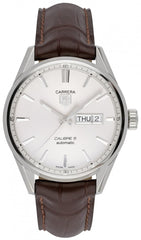 Tag Heuer Carrera Calibre 5 Automatic 41mm White Dial Brown Leather Strap Watch for Men - WAR201B.FC6291 Watches Tag Heuer   