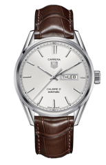 Tag Heuer Carrera Calibre 5 Automatic 41mm White Dial Brown Leather Strap Watch for Men - WAR201B.FC6291 Watches Tag Heuer   