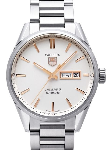 Tag Heuer Carrera Calibre 5 White Dial Silver Steel Strap Watch for Men - WAR201D.BA0723 Watches Tag Heuer   