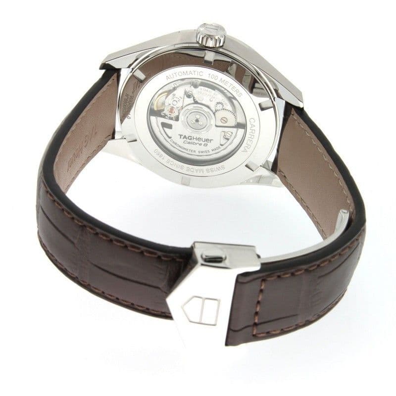 Tag Heuer Carrera Calibre 5 Automatic White Dial Brown Leather Strap Watch for Men - WAR201D.FC6291 Watches Tag Heuer   