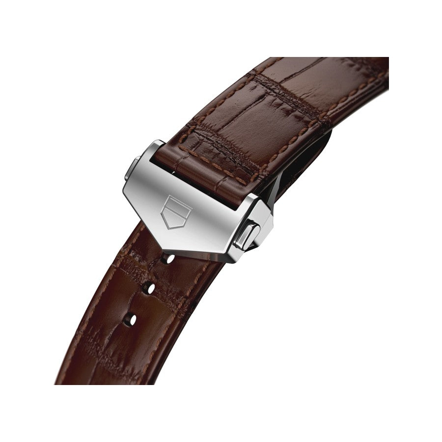 Tag Heuer Carrera Calibre 5 Automatic White Dial Brown Leather Strap Watch for Men - WAR201D.FC6291 Watches Tag Heuer   