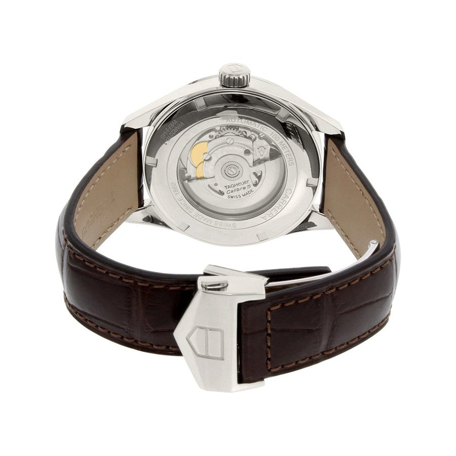 Tag Heuer Carrera Calibre 5 Automatic White Dial Brown Leather Strap Watch for Men - WAR201D.FC6291 Watches Tag Heuer   