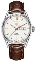 Tag Heuer Carrera Calibre 5 Automatic White Dial Brown Leather Strap Watch for Men - WAR201D.FC6291 Watches Tag Heuer   