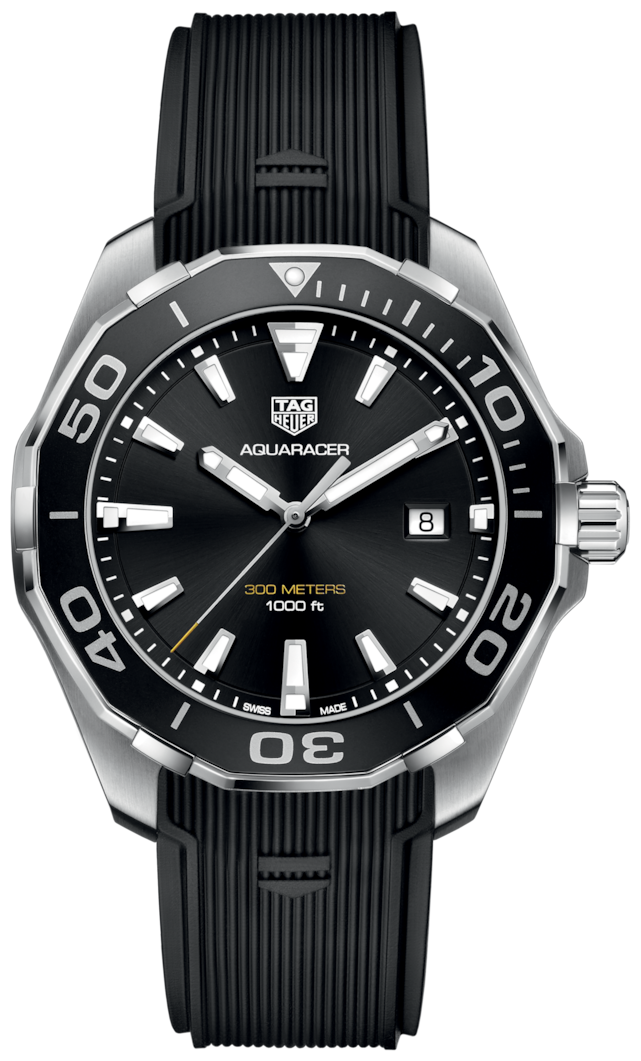 Tag Heuer Aquaracer 40mm Quartz Black Dial Black Rubber Strap Watch for Men -  WAY101A.FT6141 Watches Tag Heuer   