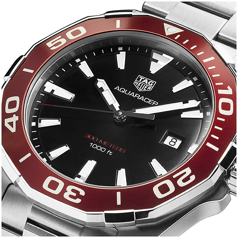 Tag Heuer Aquaracer 43mm Black Dial Silver Steel Strap Watch for Men - WAY101B.BA0746 Watches Tag Heuer   