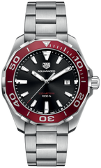 Tag Heuer Aquaracer 43mm Black Dial Silver Steel Strap Watch for Men - WAY101B.BA0746 Watches Tag Heuer   