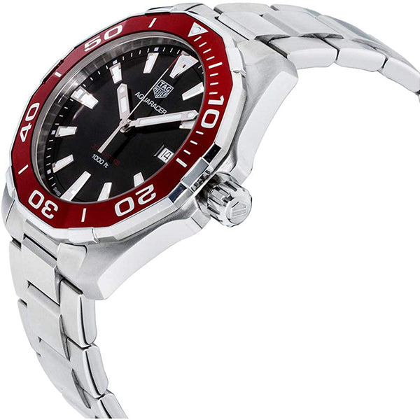 Tag Heuer Aquaracer 43mm Black Dial Silver Steel Strap Watch for Men - WAY101B.BA0746 Watches Tag Heuer   