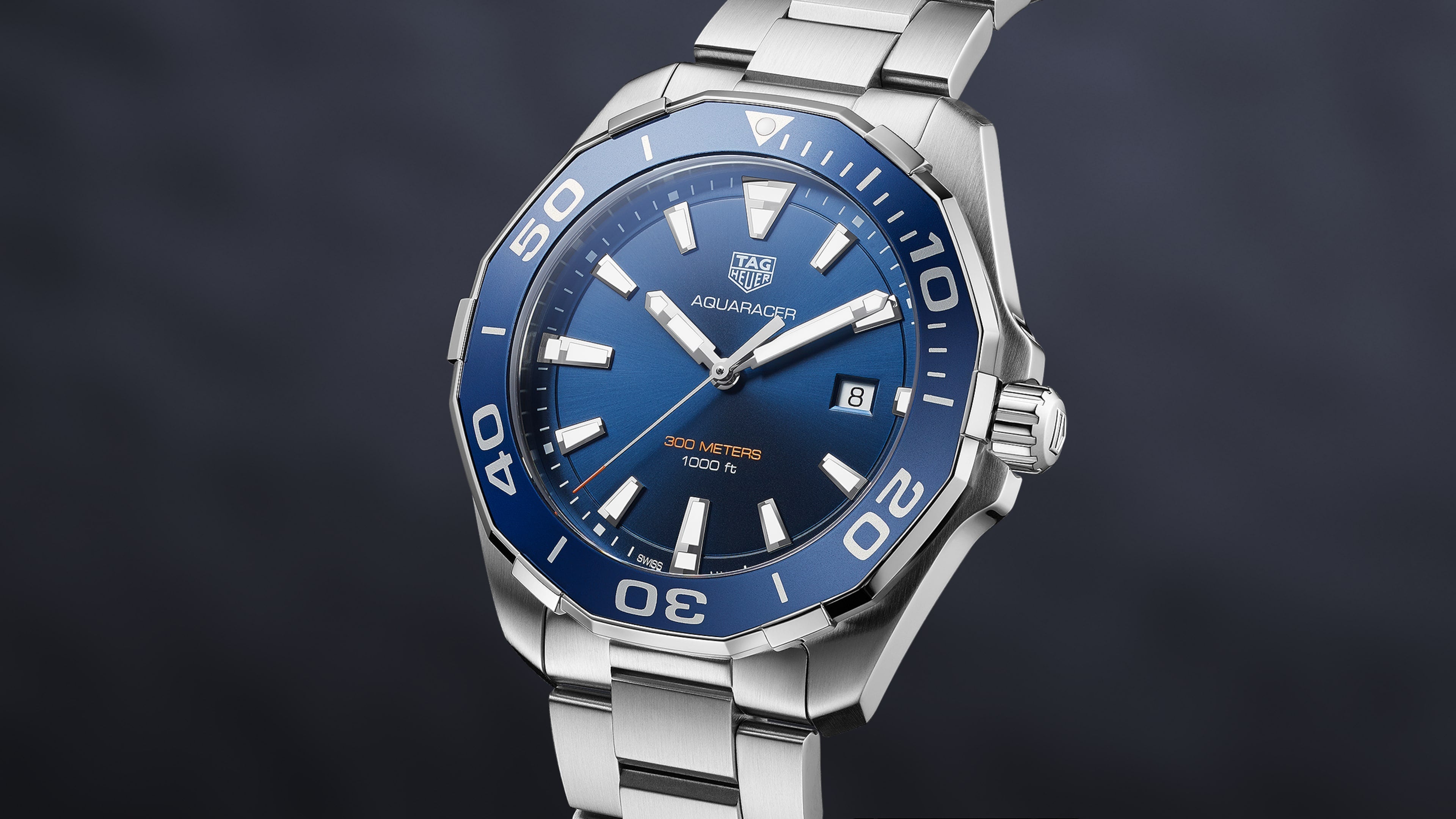 Tag Heuer Aquaracer 43mm Blue Dial Silver Steel Strap Watch for Men - WAY101C.BA0746 Watches Tag Heuer   