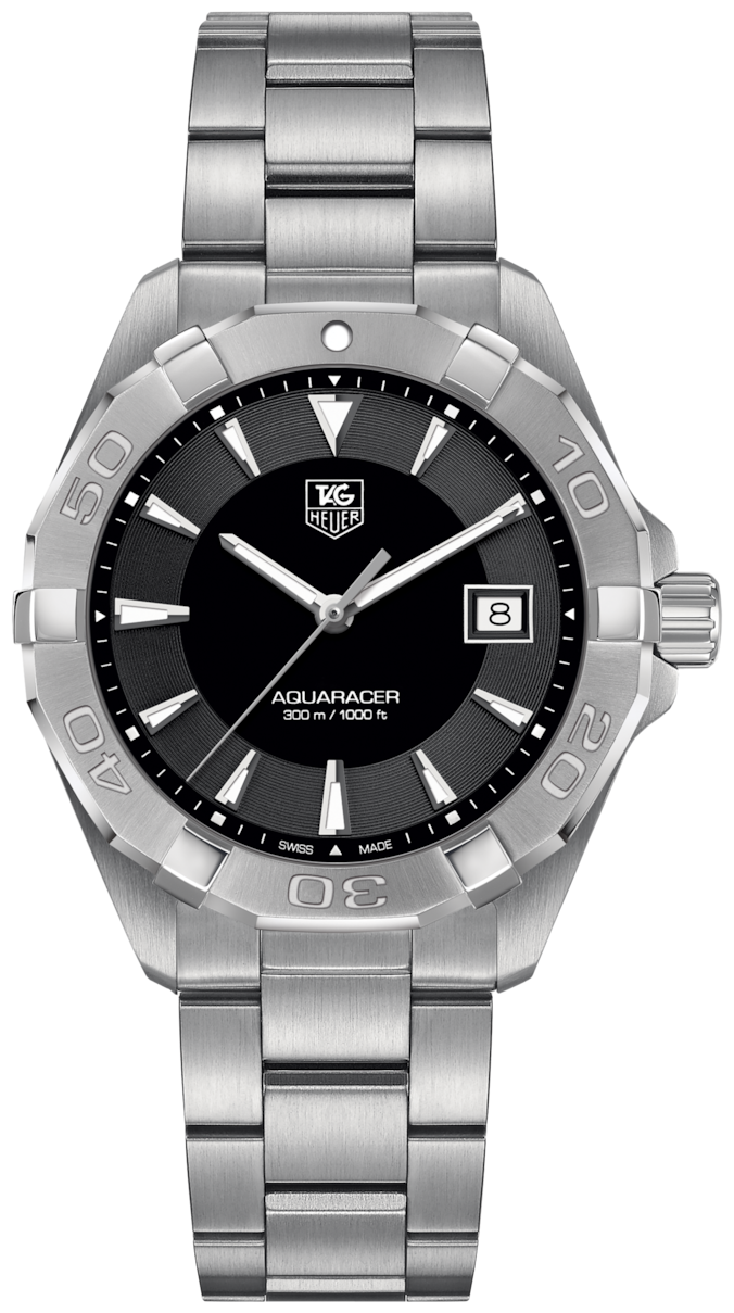 Tag Heuer Aquaracer 41mm Quartz Black Dial Silver Steel Strap Watch for Men - WAY1110.BA0928 Watches Tag Heuer   