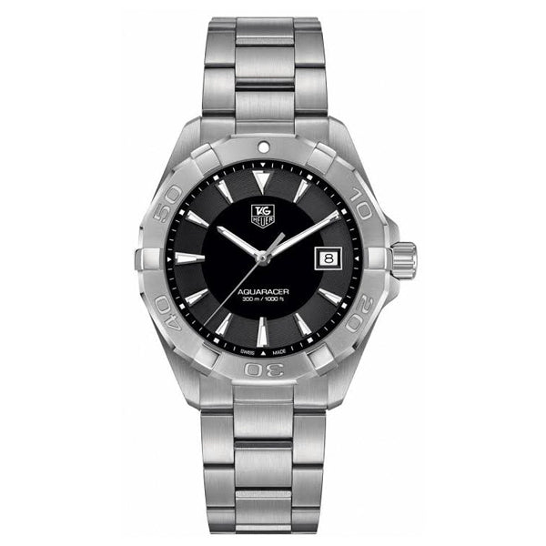 Tag Heuer Aquaracer 41mm Quartz Black Dial Silver Steel Strap Watch for Men - WAY1110.BA0928 Watches Tag Heuer   