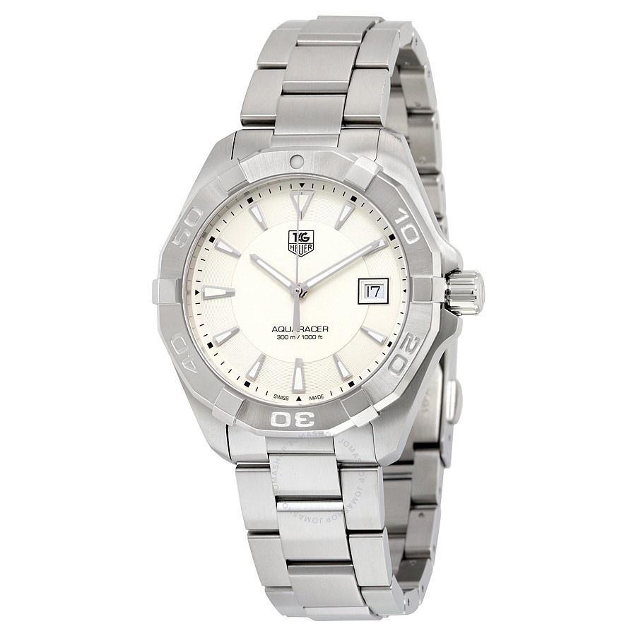 Tag Heuer Aquaracer 41mm Quartz White Dial Silver Steel Strap Watch for Men - WAY1111.BA0928 Watches Tag Heuer   