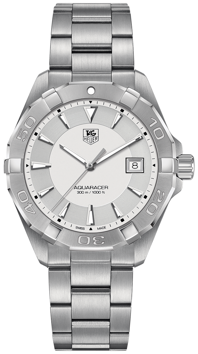 Tag Heuer Aquaracer 41mm Quartz White Dial Silver Steel Strap Watch for Men - WAY1111.BA0928 Watches Tag Heuer   