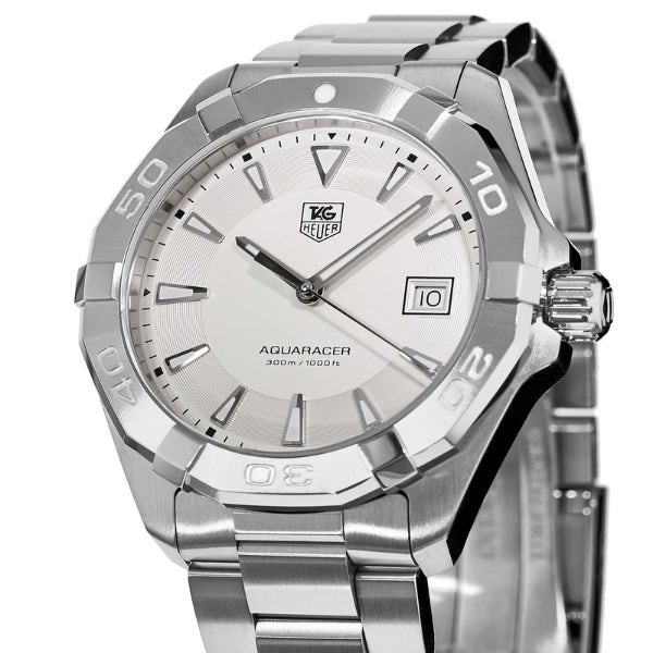 Tag Heuer Aquaracer 41mm Quartz White Dial Silver Steel Strap Watch for Men - WAY1111.BA0928 Watches Tag Heuer   