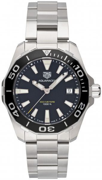 Tag Heuer Aquaracer Black Dial Silver Steel Strap Watch for Men - WAY111A.BA0928 Watches Tag Heuer   