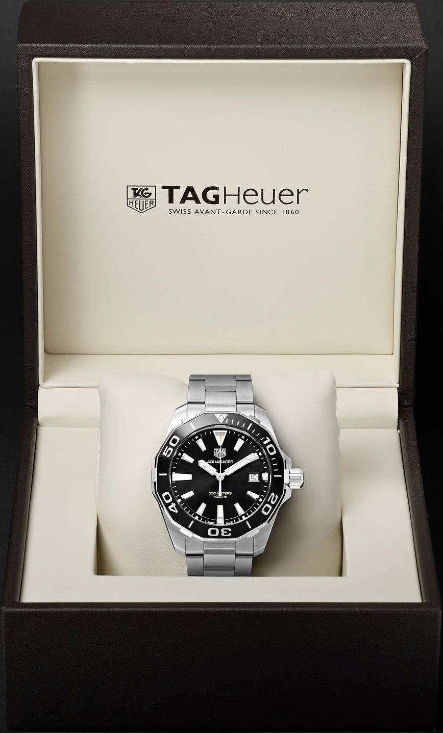 Tag Heuer Aquaracer Black Dial Silver Steel Strap Watch for Men - WAY111A.BA0928 Watches Tag Heuer   