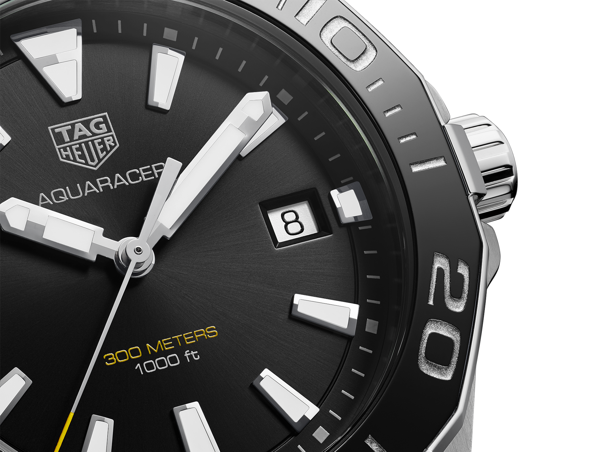 Tag Heuer Aquaracer Black Dial Silver Steel Strap Watch for Men - WAY111A.BA0928 Watches Tag Heuer   