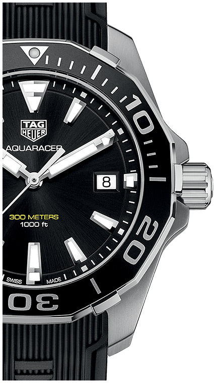 Tag Heuer Aquaracer Black Dial Black Rubber Strap Watch for Men - WAY111A.FT6151 Watches Tag Heuer   