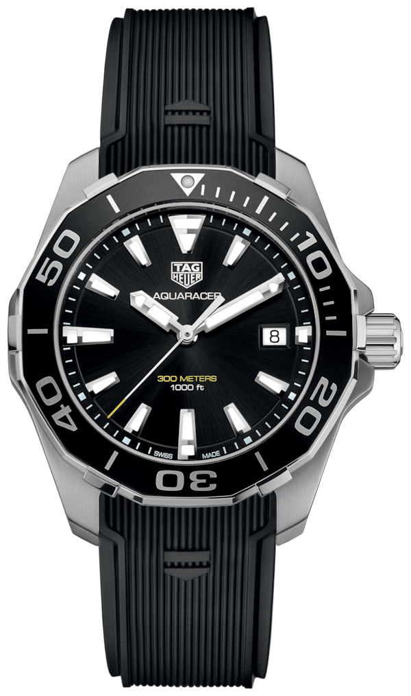 Tag Heuer Aquaracer Black Dial Black Rubber Strap Watch for Men - WAY111A.FT6151 Watches Tag Heuer   