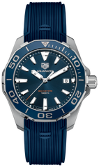 Tag Heuer Aquaracer 41mm Blue Dial Blue Rubber Strap Watch for Men - WAY111C.FT6155 Watches Tag Heuer   