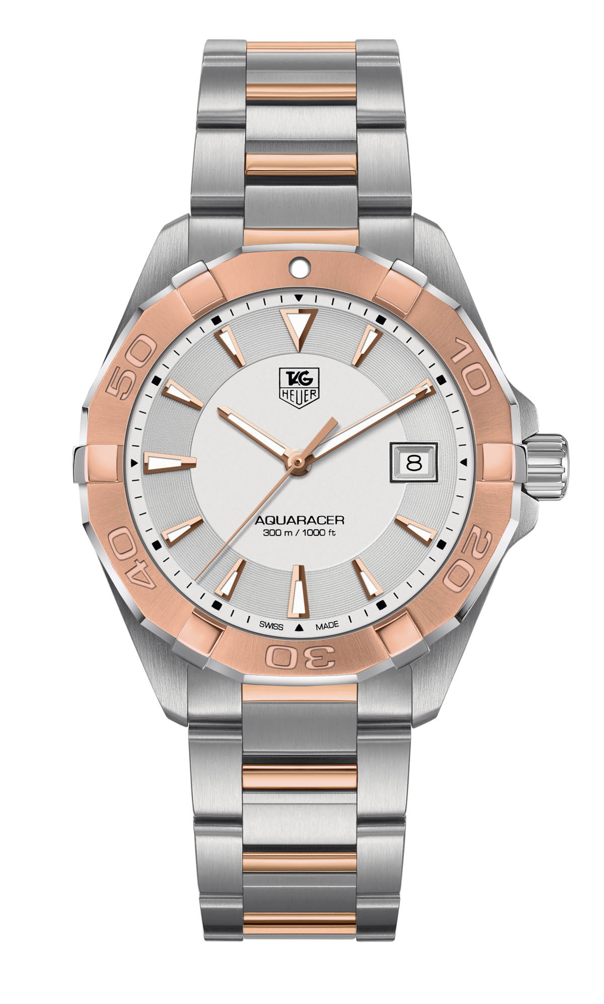 Tag Heuer Aquaracer 41mm Quartz White Dial Silver Strap Watch for Men - WAY1150.BD0911 Watches Tag Heuer   