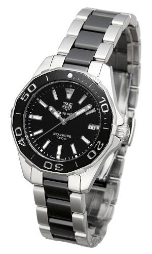 Tag Heuer Aquaracer Quartz 35mm Black Dial Two Tone Steel Strap Watch for Men - WAY131A.BA0913 Watches Tag Heuer   