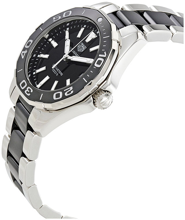 Tag Heuer Aquaracer Quartz 35mm Black Dial Two Tone Steel Strap Watch for Men - WAY131A.BA0913 Watches Tag Heuer   