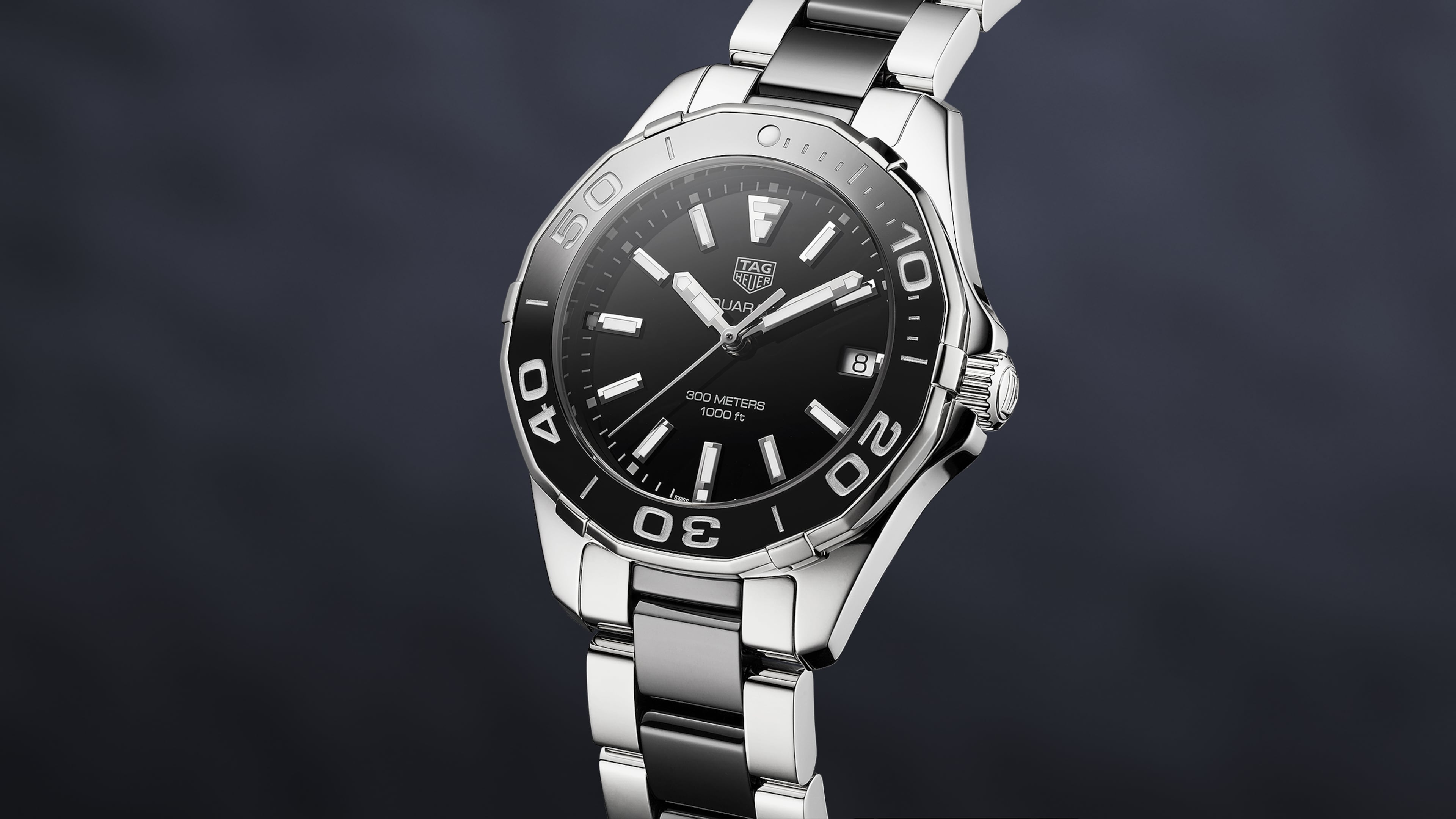 Tag Heuer Aquaracer Quartz 35mm Black Dial Two Tone Steel Strap Watch for Men - WAY131A.BA0913 Watches Tag Heuer   