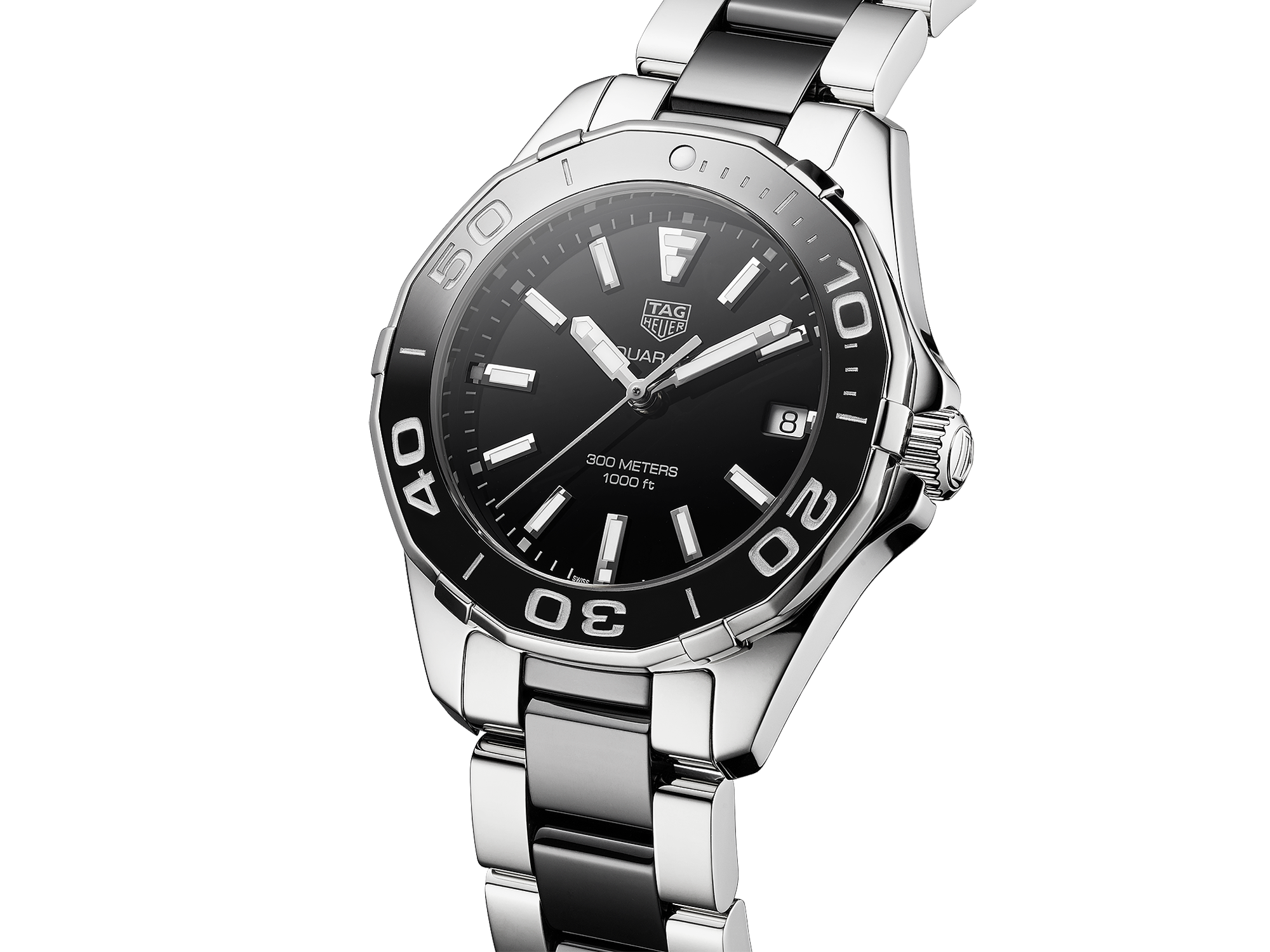 Tag Heuer Aquaracer Quartz 35mm Black Dial Two Tone Steel Strap Watch for Men - WAY131A.BA0913 Watches Tag Heuer   