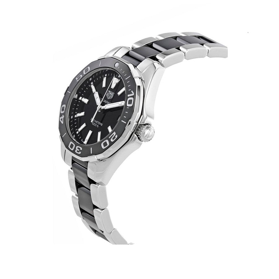 Tag Heuer Aquaracer Quartz 35mm Black Dial Two Tone Steel Strap Watch for Men - WAY131A.BA0913 Watches Tag Heuer   