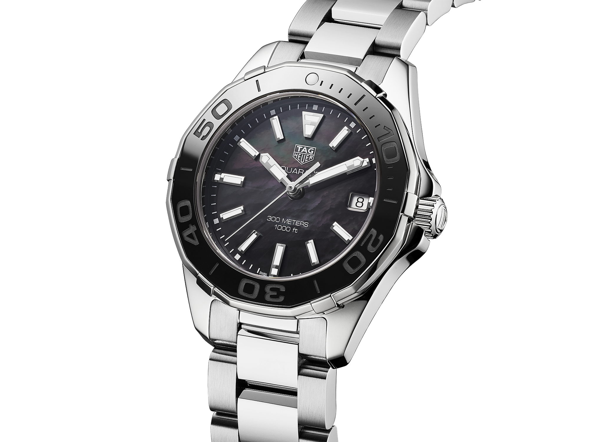 Tag Heuer Aquaracer Quartz 35mm Black Dial Silver Steel Strap Watch for Women - WAY131K.BA0748 Watches Tag Heuer   