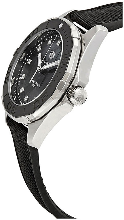 Tag Heuer Aquaracer Quartz Black Mother of Pearl Dial Black Textile Strap Watch for Women - WAY131M.FT6092 Watches Tag Heuer   