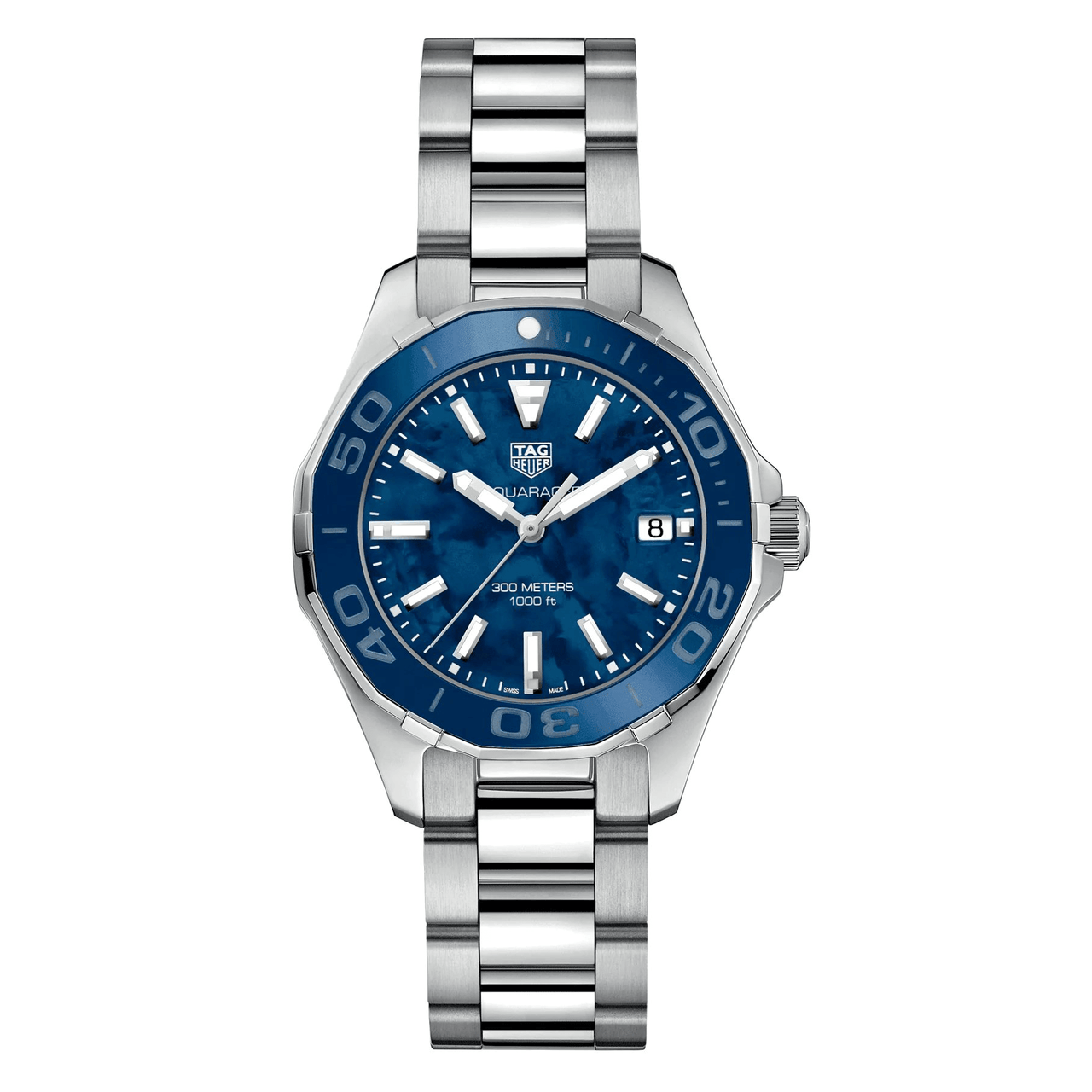 Tag Heuer Aquaracer 35mm  Blue Ceramic Dial Silver Steel Strap Watch for Women - WAY131S.BA0748 Watches Tag Heuer   