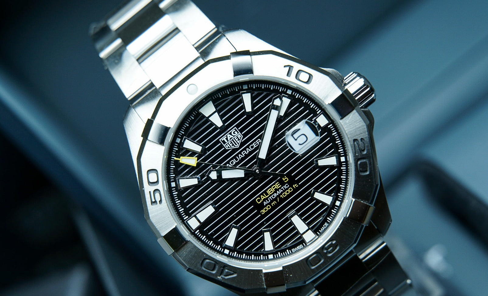 Tag Heuer Aquaracer Automatic Black Dial Silver Steel Strap Watch for Men - WAY2010.BA0927 Watches Tag Heuer   