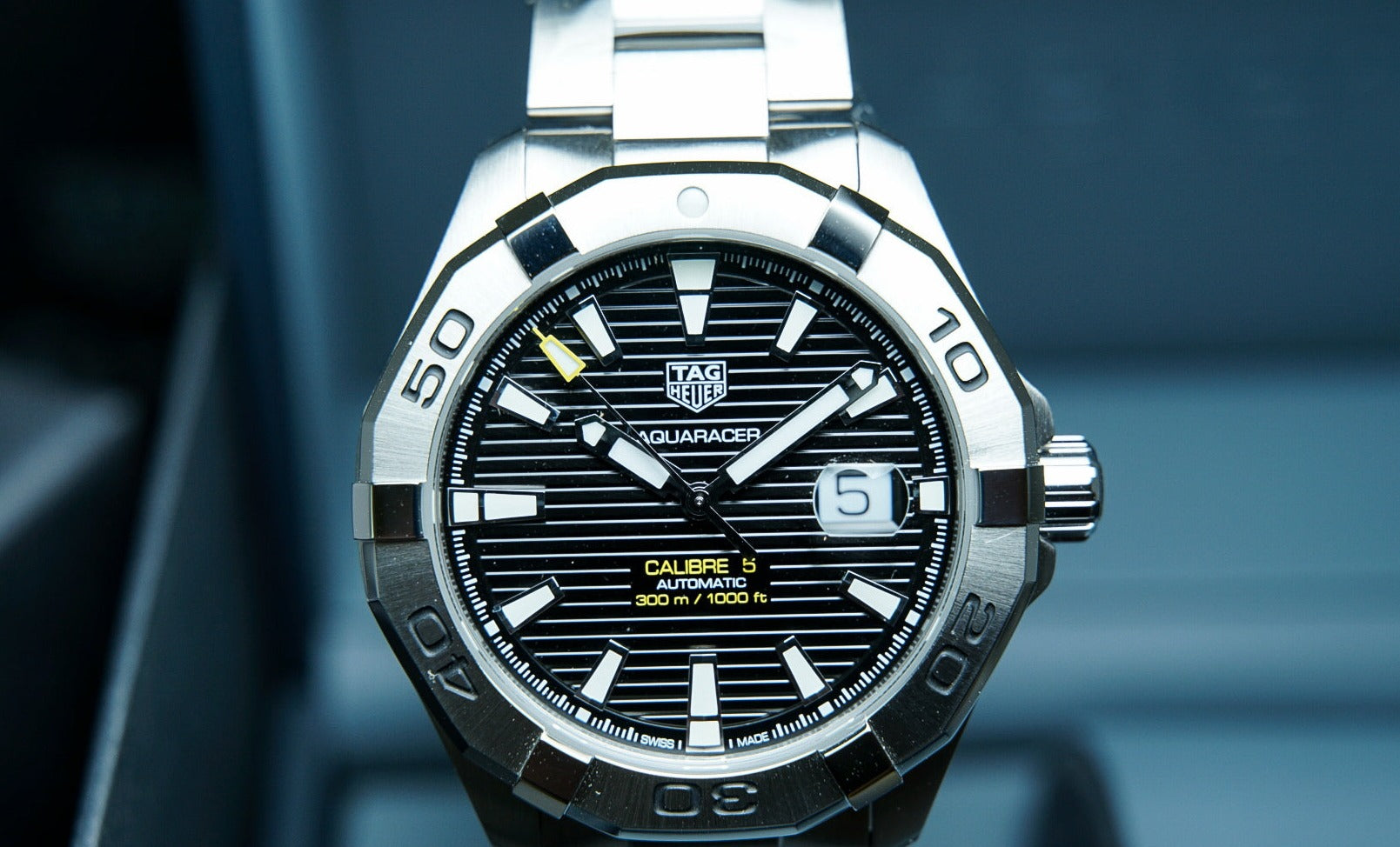 Tag Heuer Aquaracer Automatic Black Dial Silver Steel Strap Watch for Men - WAY2010.BA0927 Watches Tag Heuer   