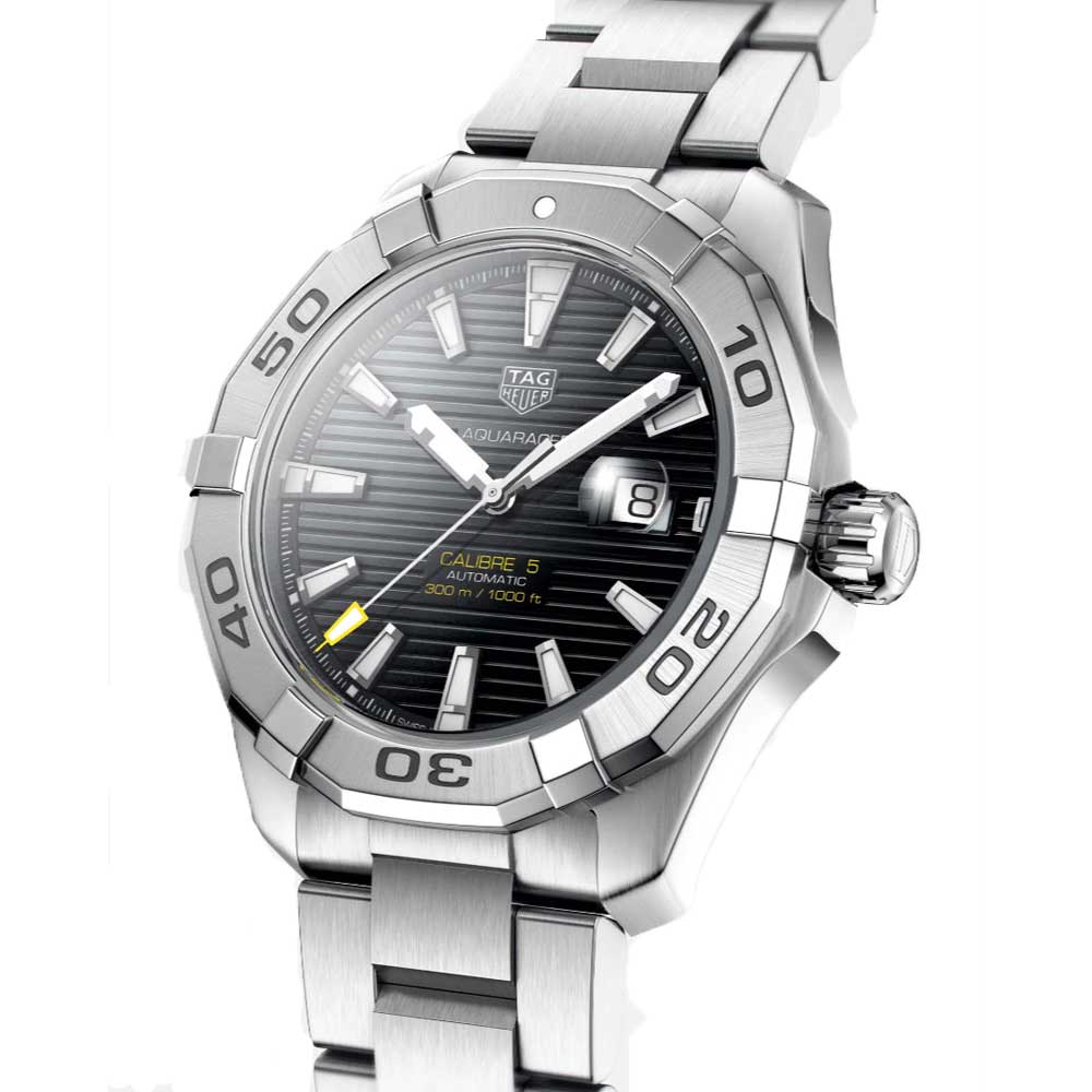 Tag Heuer Aquaracer Automatic Black Dial Silver Steel Strap Watch for Men - WAY2010.BA0927 Watches Tag Heuer   