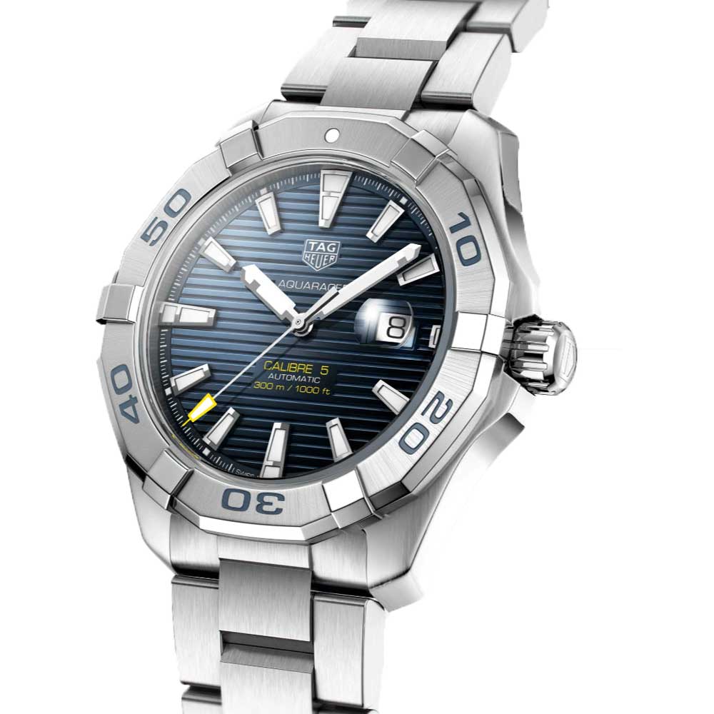 Tag Heuer Aquaracer Calibre 5 Automatic Blue Dial Silver Steel Strap Watch for Men - WAY2012.BA0927 Watches Tag Heuer   