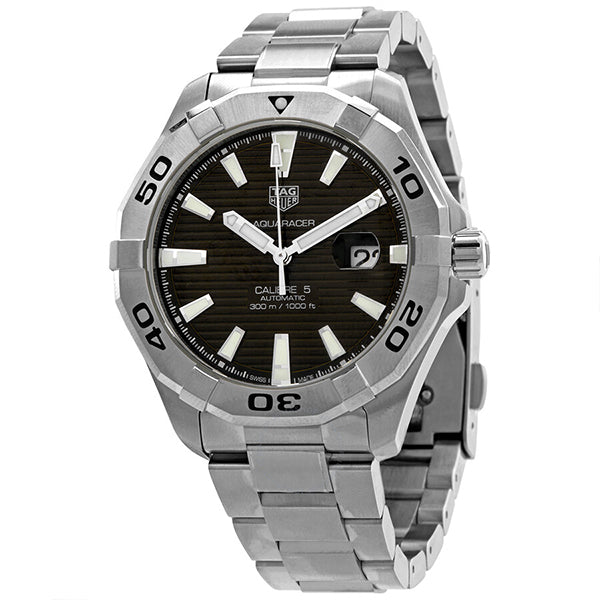 Tag Heuer Aquaracer Calibre 5 Automatic Brown Sunray Dial Silver Steel Strap Watch for Men - WAY2018.BA0927 Watches Tag Heuer   