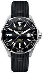 Tag Heuer Aquaracer Calibre 5 Automatic Black Dial Black Rubber Strap Watch for Men - WAY201A.FT6142 Watches Tag Heuer   