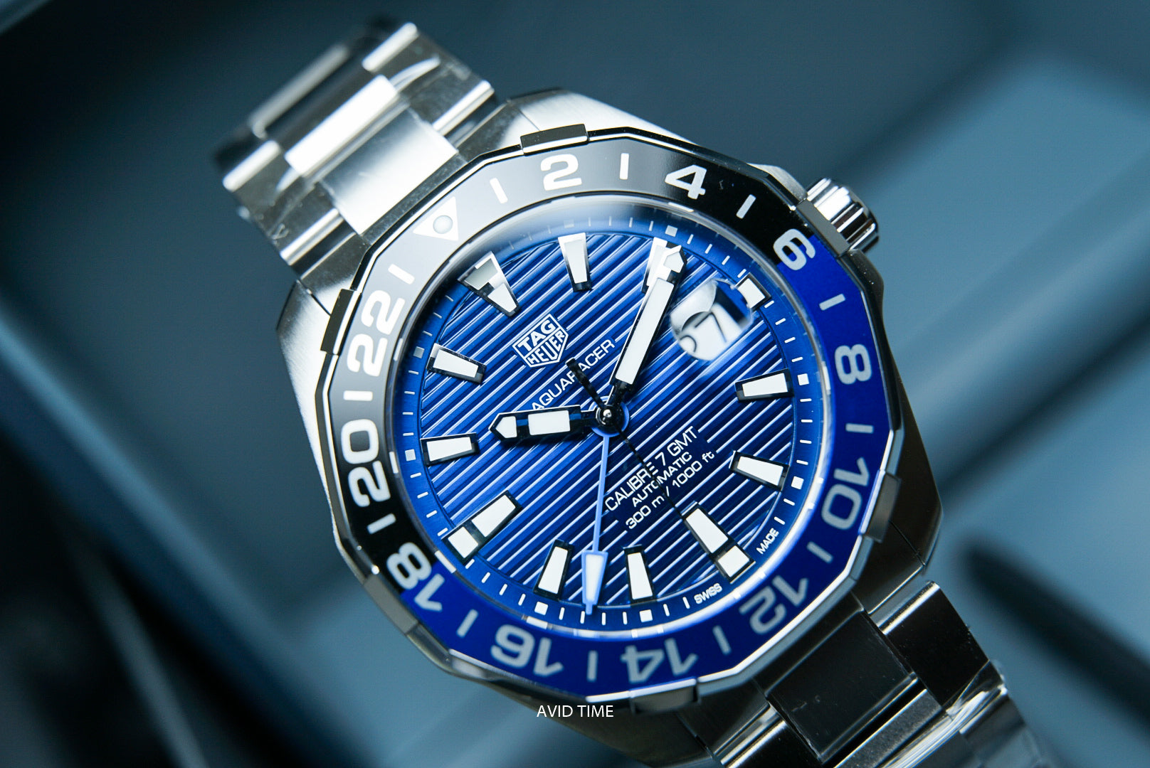 Tag Heuer Aquaracer GMT Calibre 6 Automatic Blue Dial Silver Steel Strap Watch for Men - WAY201T.BA0927 Watches Tag Heuer   