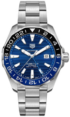 Tag Heuer Aquaracer GMT Calibre 6 Automatic Blue Dial Silver Steel Strap Watch for Men - WAY201T.BA0927 Watches Tag Heuer   