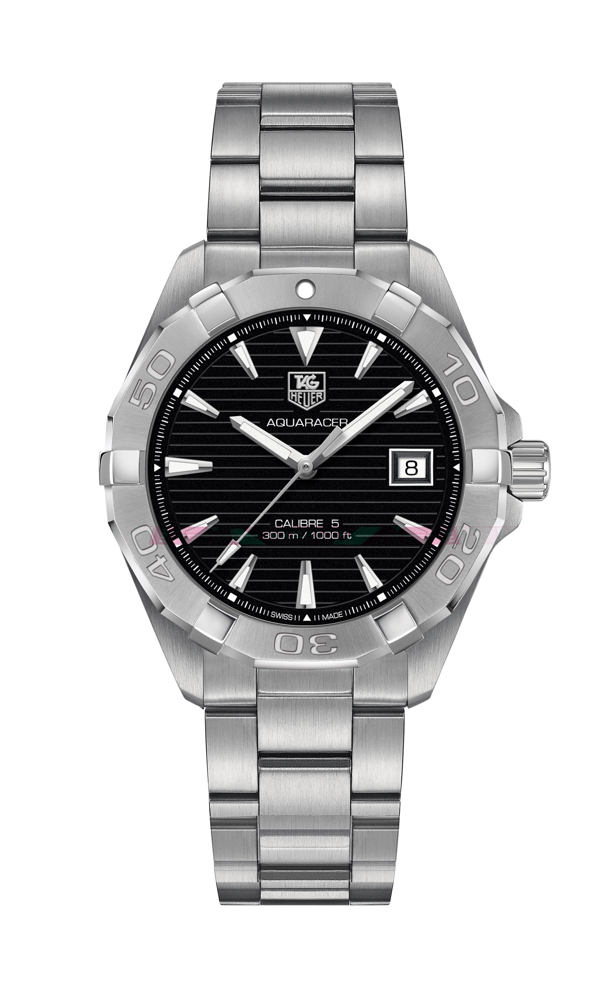 Tag Heuer Aquaracer Automatic 41mm Black Dial Silver Steel Strap Watch for Men - WAY2110.BA0928 Watches Tag Heuer   