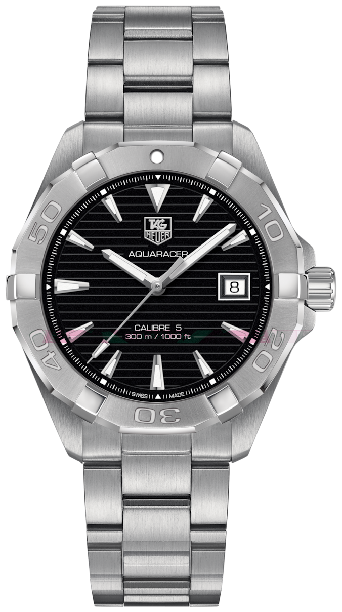 Tag Heuer Aquaracer Automatic 41mm Black Dial Silver Steel Strap Watch for Men - WAY2110.BA0928 Watches Tag Heuer   