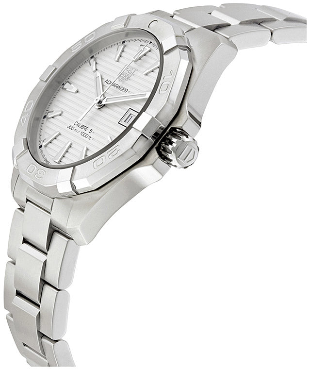 Tag Heuer Aquaracer Automatic 41mm White Dial Silver Steel Strap Watch for Men - WAY2111.BA0928 Watches Tag Heuer   