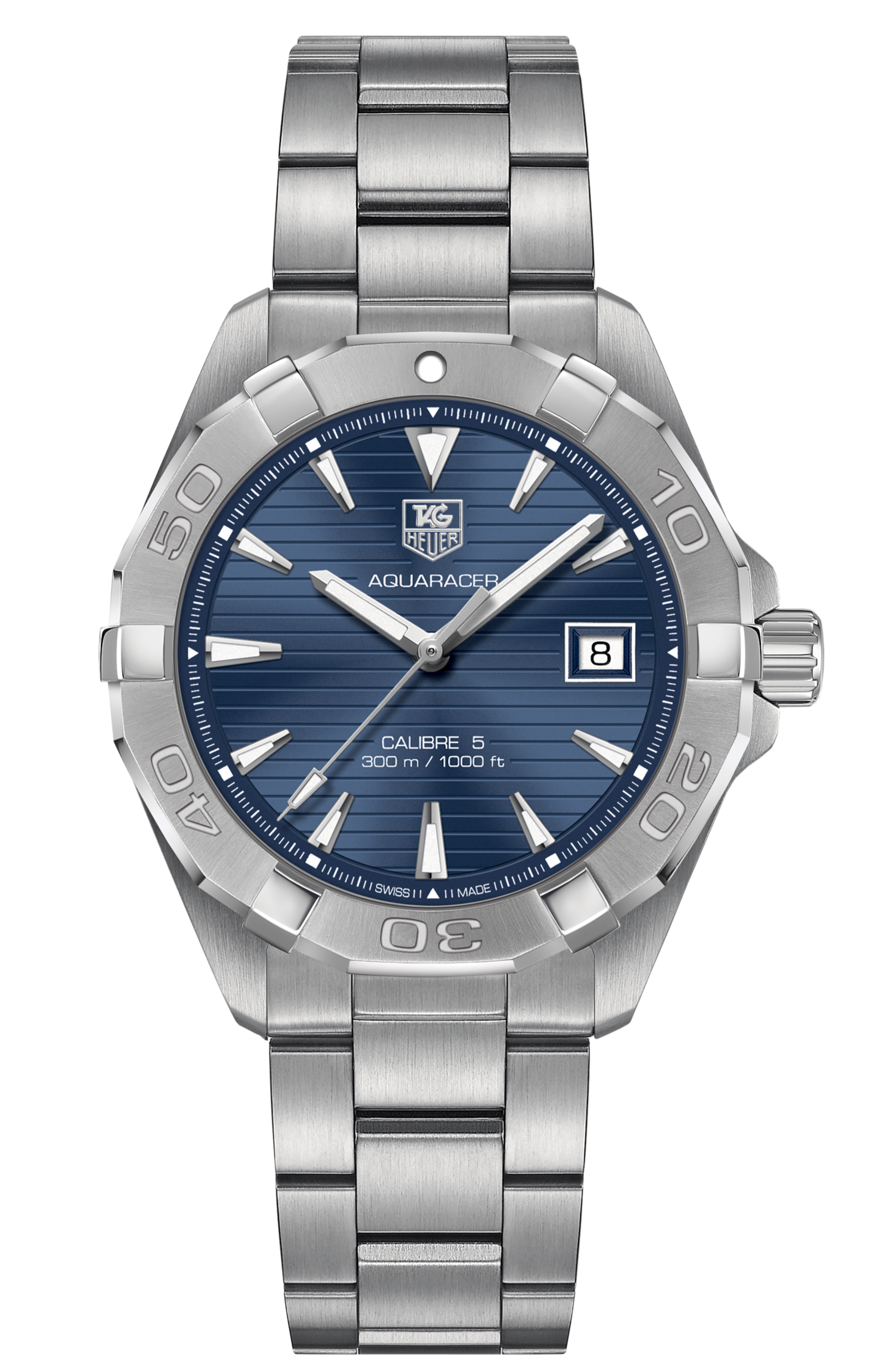 Tag Heuer Aquaracer Automatic 41mm Blue Dial Silver Steel Strap Watch for Men - WAY2112.BA0928 Watches Tag Heuer   