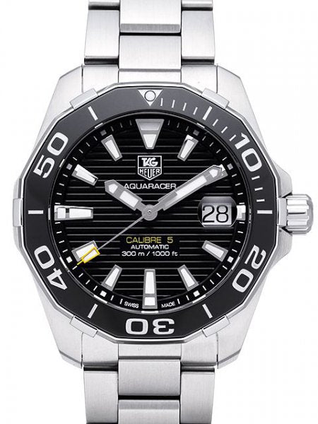 Tag Heuer Aquaracer Automatic 41mm Black Dial Silver Steel Strap Watch for Men - WAY211A.BA0928 Watches Tag Heuer   